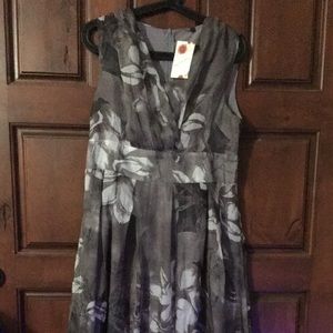V-Neck flower tunic long cocktail dress